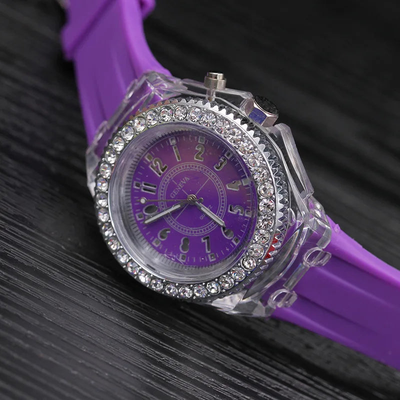 Fashion Promotion Luminous LED Light Men Quartz Watch Ladies Women Silicone Kids Wristwatch Feminino Relojes