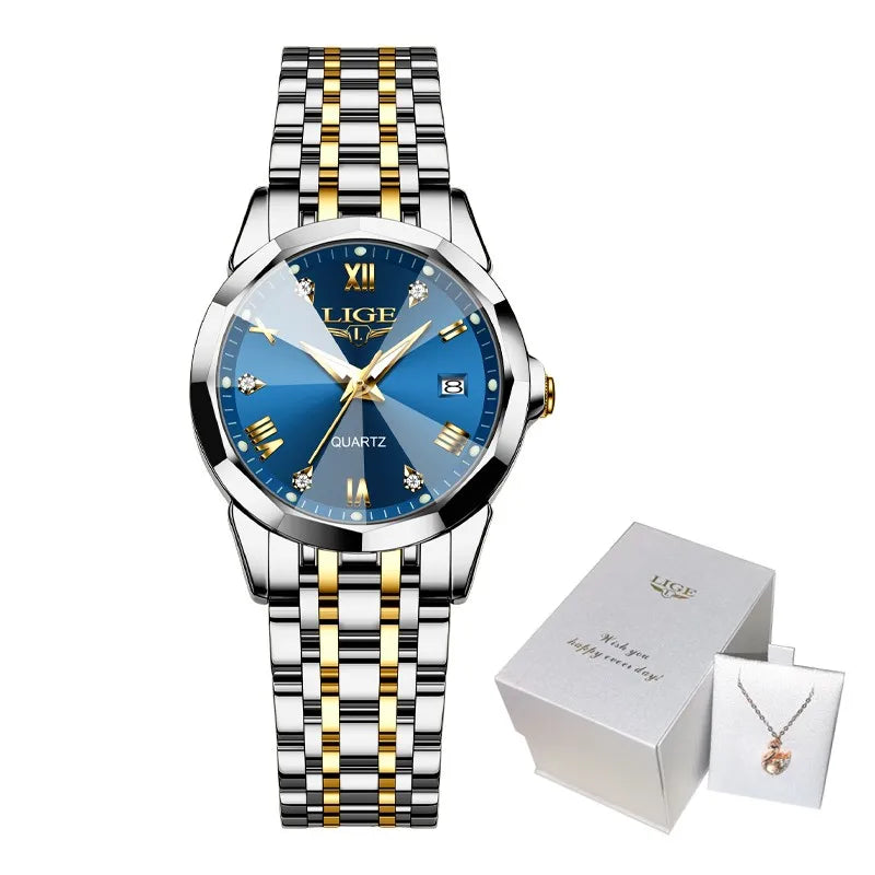 Nordic Simple Style Quartz Movement Women's Wristwatch Fashion Stainless Steel Bracelet Belt Woman Watch LIGE Elegant Ultrathin