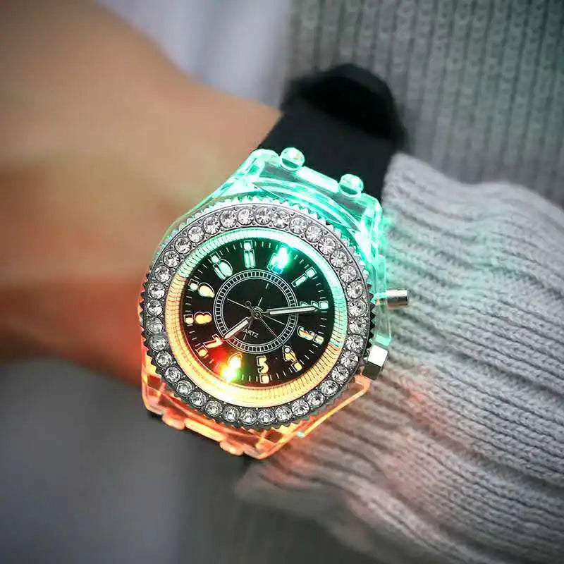 Fashion Promotion Luminous LED Light Men Quartz Watch Ladies Women Silicone Kids Wristwatch Feminino Relojes