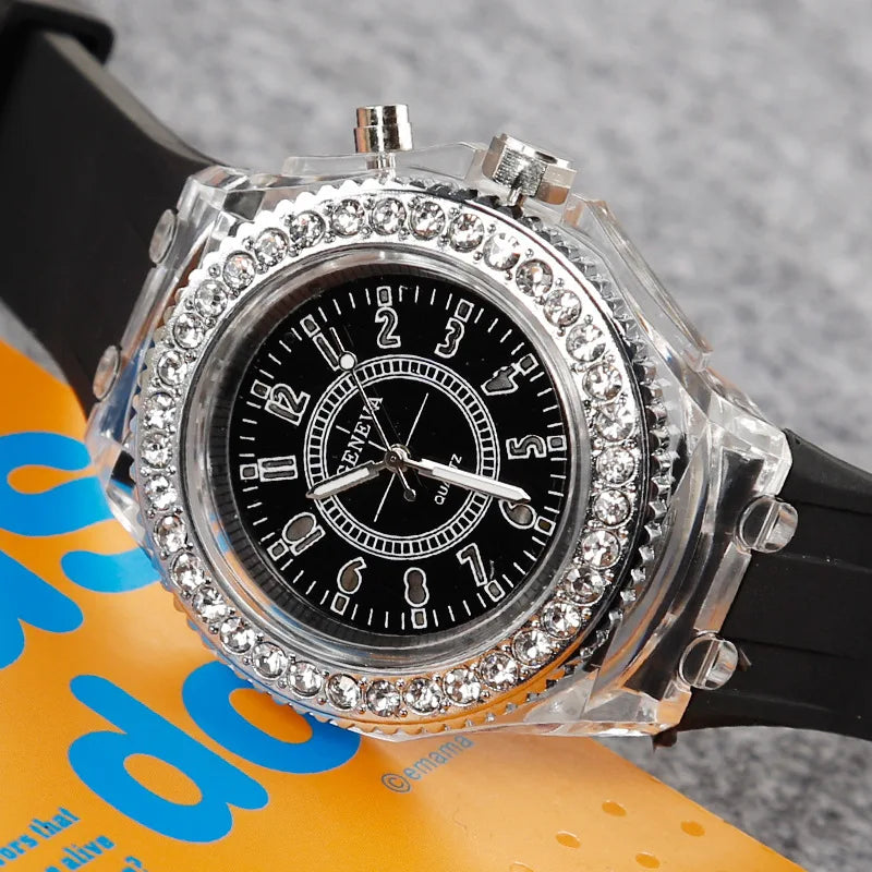 Fashion Promotion Luminous LED Light Men Quartz Watch Ladies Women Silicone Kids Wristwatch Feminino Relojes