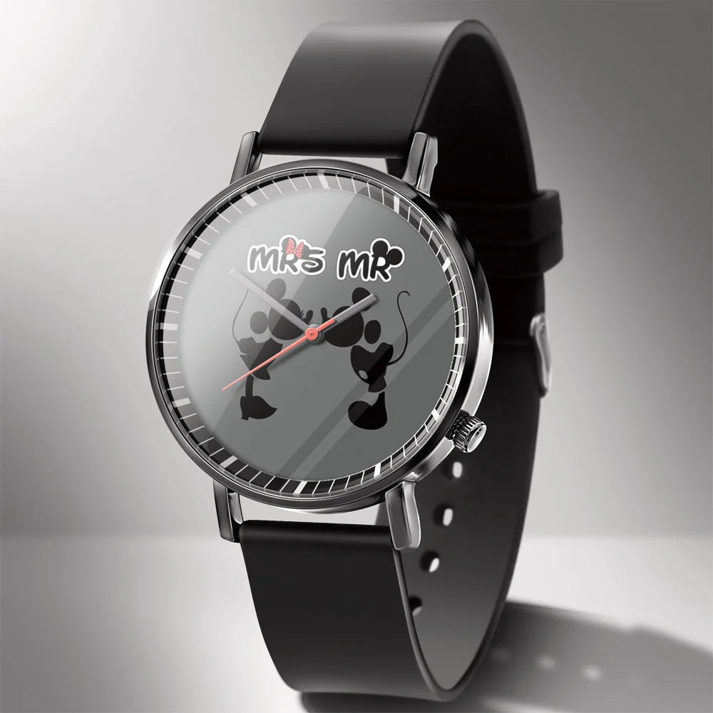 Disney Mickey Minnie Mouse Girl  Boy Children's Kids Watch Women Cute Male Female Couple Wrist Watches Birthday Gifts