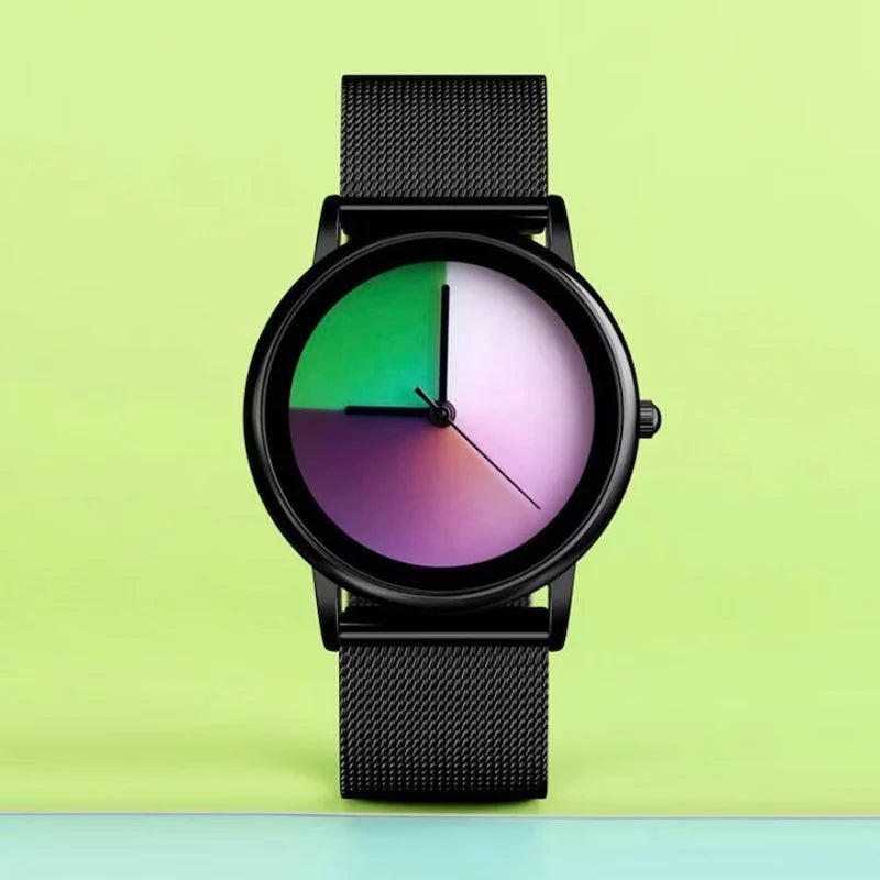 Women Watch Fashion Casual Colorful Changing Dial Quartz Wriswatch Simple Ultrathin Steel Lady Watches Special Gift