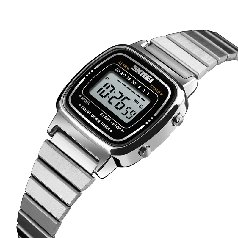 Women Bracelet Dress Watches Luxury Brand Stainless Steel Strap Fashion Waterproof Digital Chronograph Wristwatch