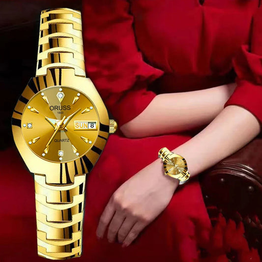 Casual Womens Quartz Watches Luxury Fashion Wristwatch Stainless Steel Date Week 30M Waterproof Womens Wristwatch