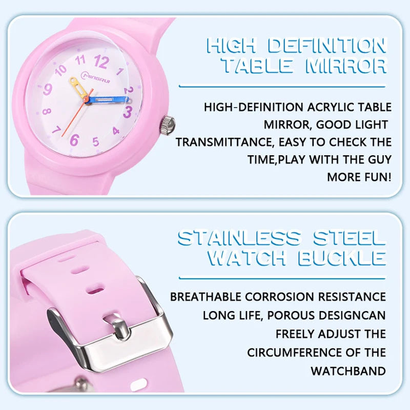 3-12 Year Old Children's Watch Fashion Simple Sports Comfortable Waterproof High Boys Girls Quality Quartz Watches