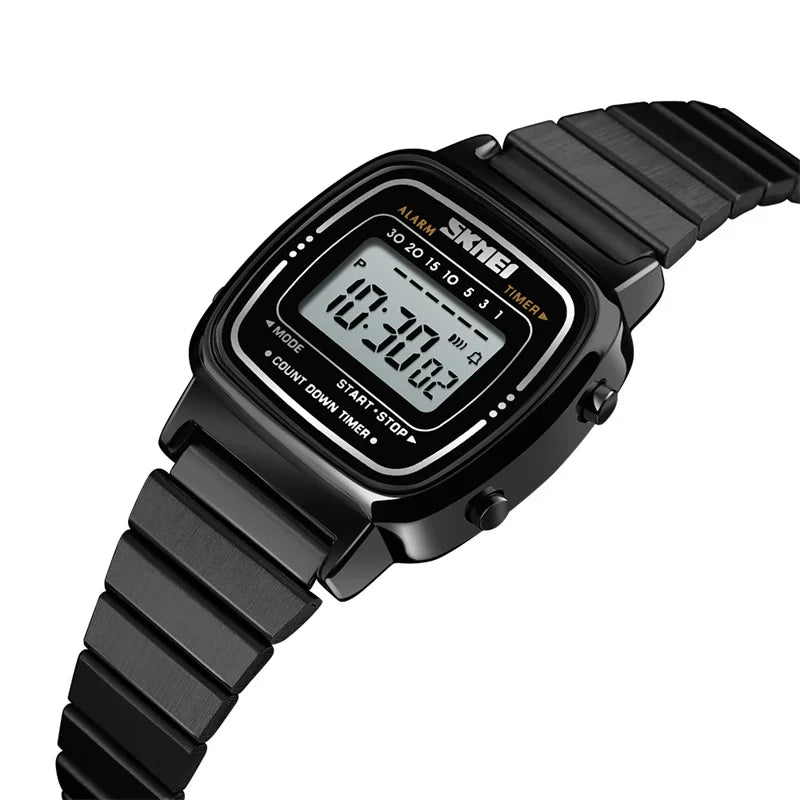 Women Bracelet Dress Watches Luxury Brand Stainless Steel Strap Fashion Waterproof Digital Chronograph Wristwatch