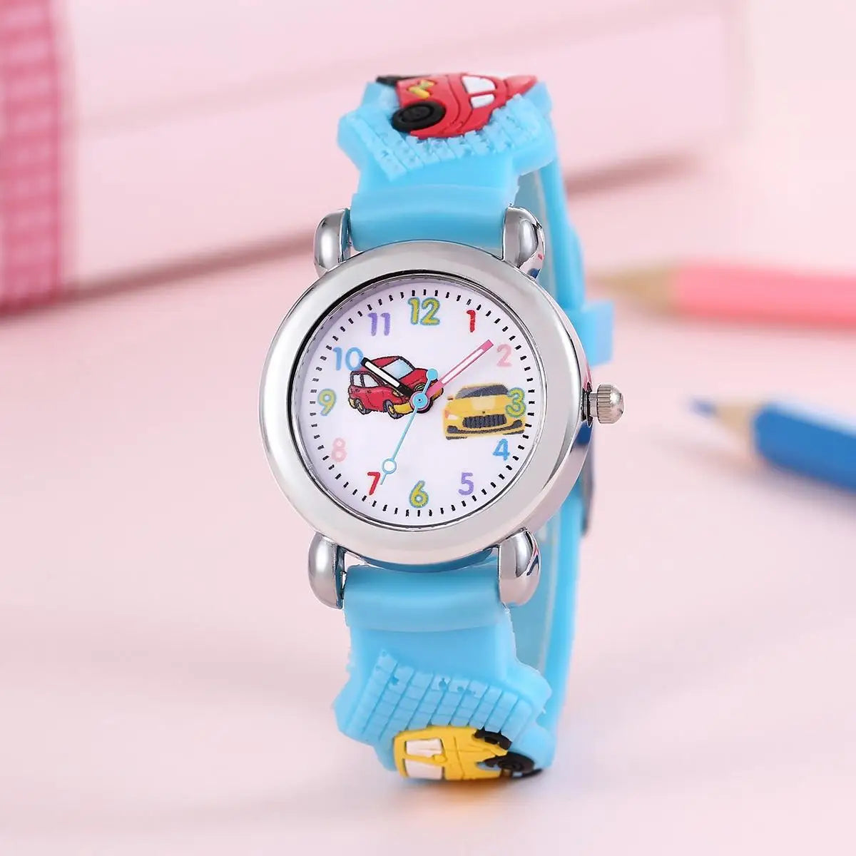 New Fashion Colorful Cartoon Car Student Children's Watch Quartz Watch Electronic Watch