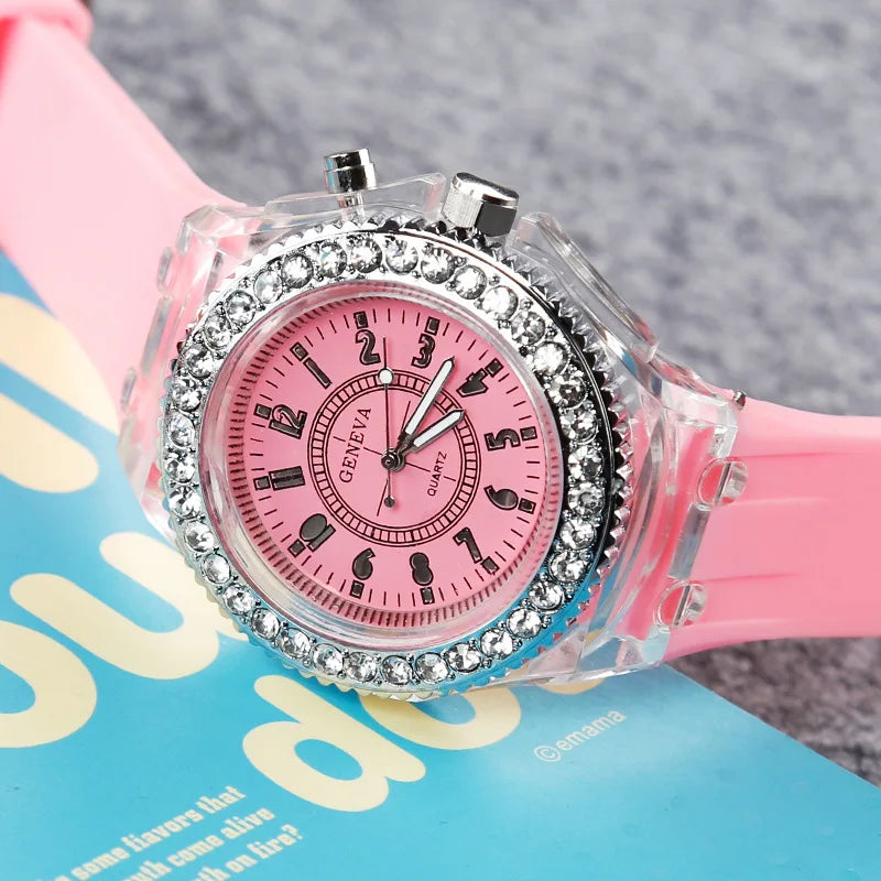 Fashion Promotion Luminous LED Light Men Quartz Watch Ladies Women Silicone Kids Wristwatch Feminino Relojes