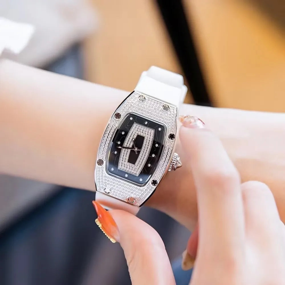 Top New Fashion Women Luxury Tonneau Watches Womens Crystal Silicone Jelly Quartz Watch Gift Relogio Feminino Ladies Wristwatch