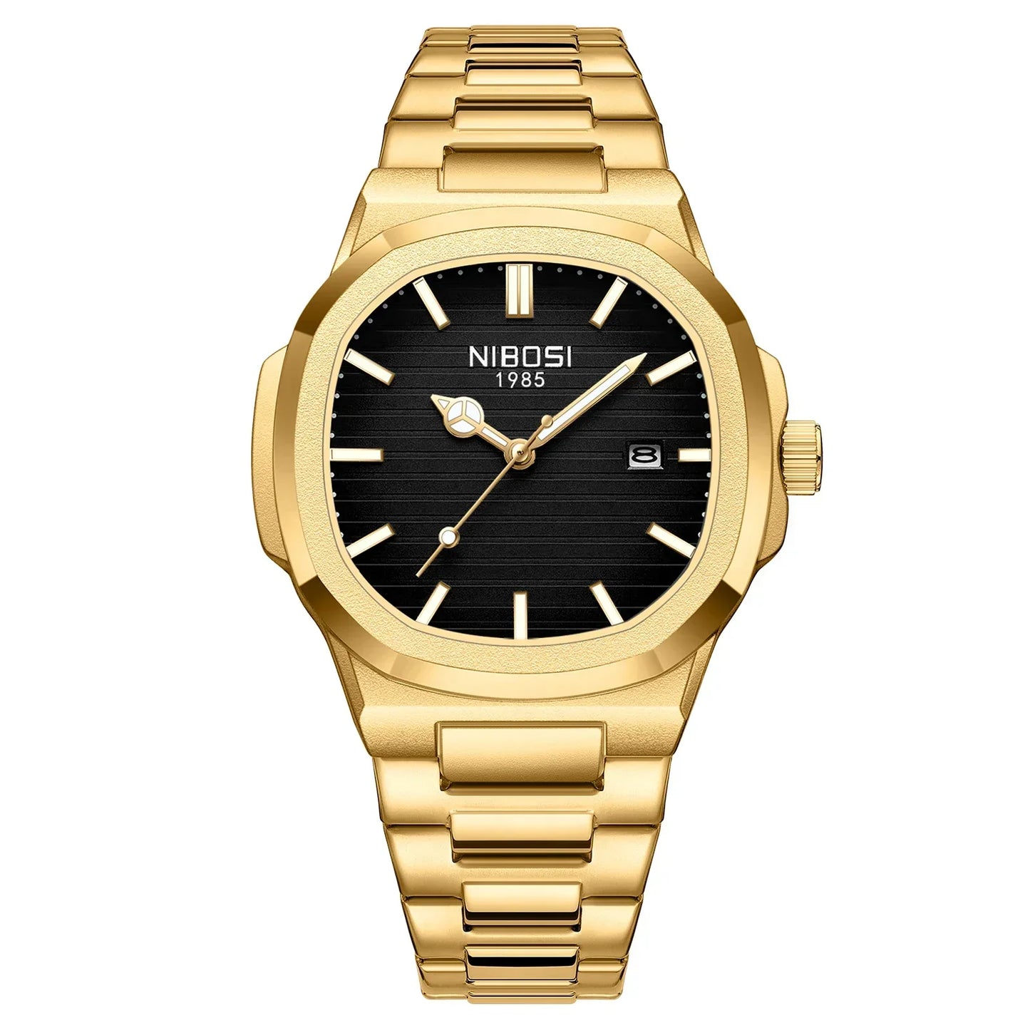 NIBOSI Luxury Watch For Man Waterproof Square Luminous Date Stainless Steel Men Watch Casual Quartz Mens Watches Reloj Hombre