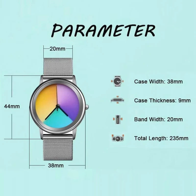Women Watch Fashion Casual Colorful Changing Dial Quartz Wriswatch Simple Ultrathin Steel Lady Watches Special Gift