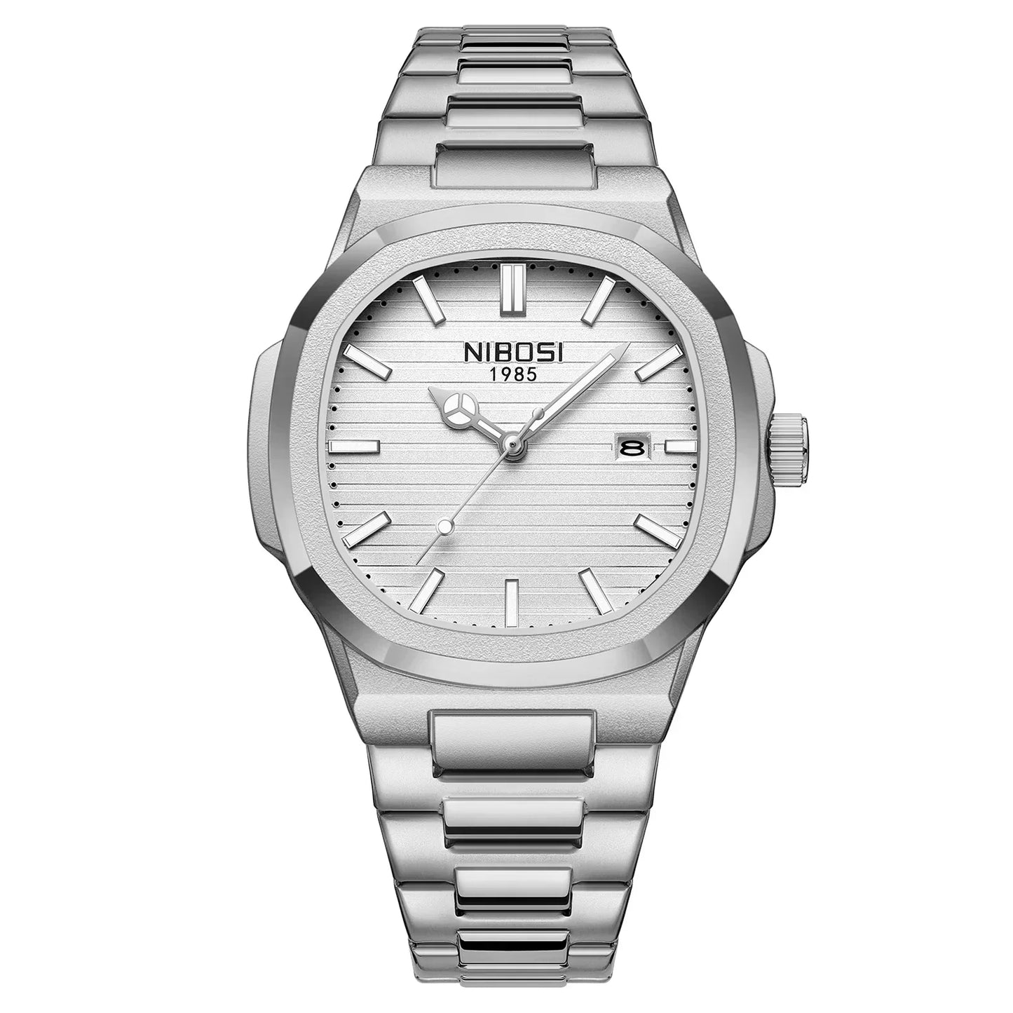 NIBOSI Luxury Watch For Man Waterproof Square Luminous Date Stainless Steel Men Watch Casual Quartz Mens Watches Reloj Hombre