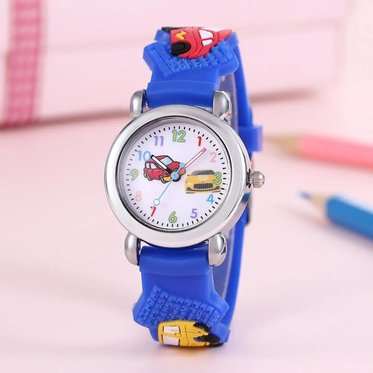New Fashion Colorful Cartoon Car Student Children's Watch Quartz Watch Electronic Watch