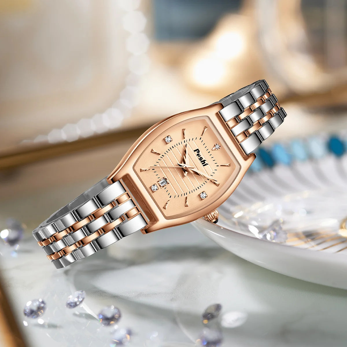Fashion Elegant Lady Wristwatch Quartz Watches Alloy Strap With Date Original Clock