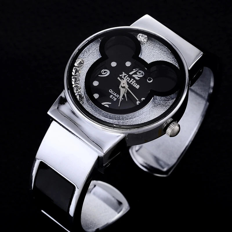 Children's Quartz Watch For  Mickey Mouse Cartoon Stainless Steel Bracelet  Kids Student Boy Girl Cute Wristwatches Clock Gift