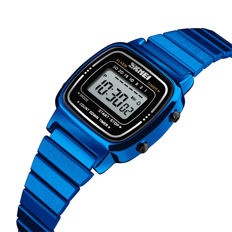 Women Bracelet Dress Watches Luxury Brand Stainless Steel Strap Fashion Waterproof Digital Chronograph Wristwatch